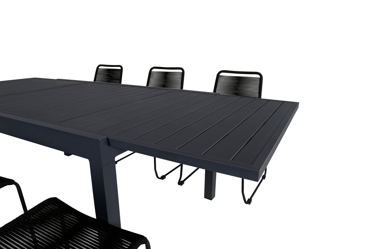 Venture Design Lindos & Marbella Matstolar Svart + Matbord 160x100x75