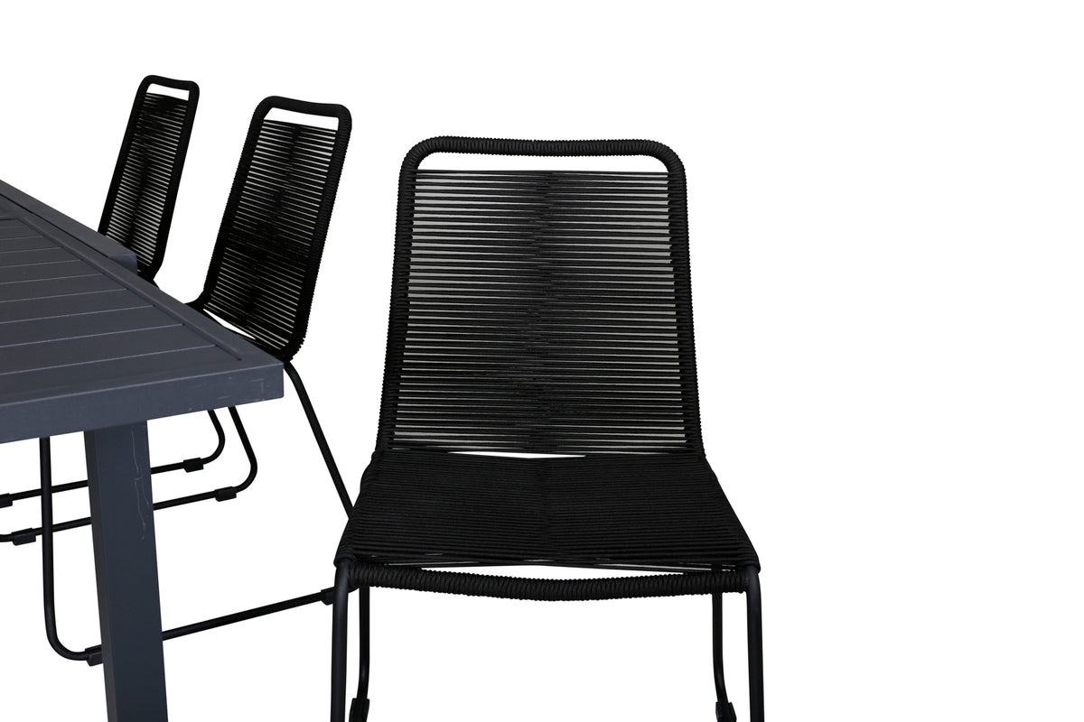 Venture Design Lindos & Marbella Matstolar Svart + Matbord 160x100x75