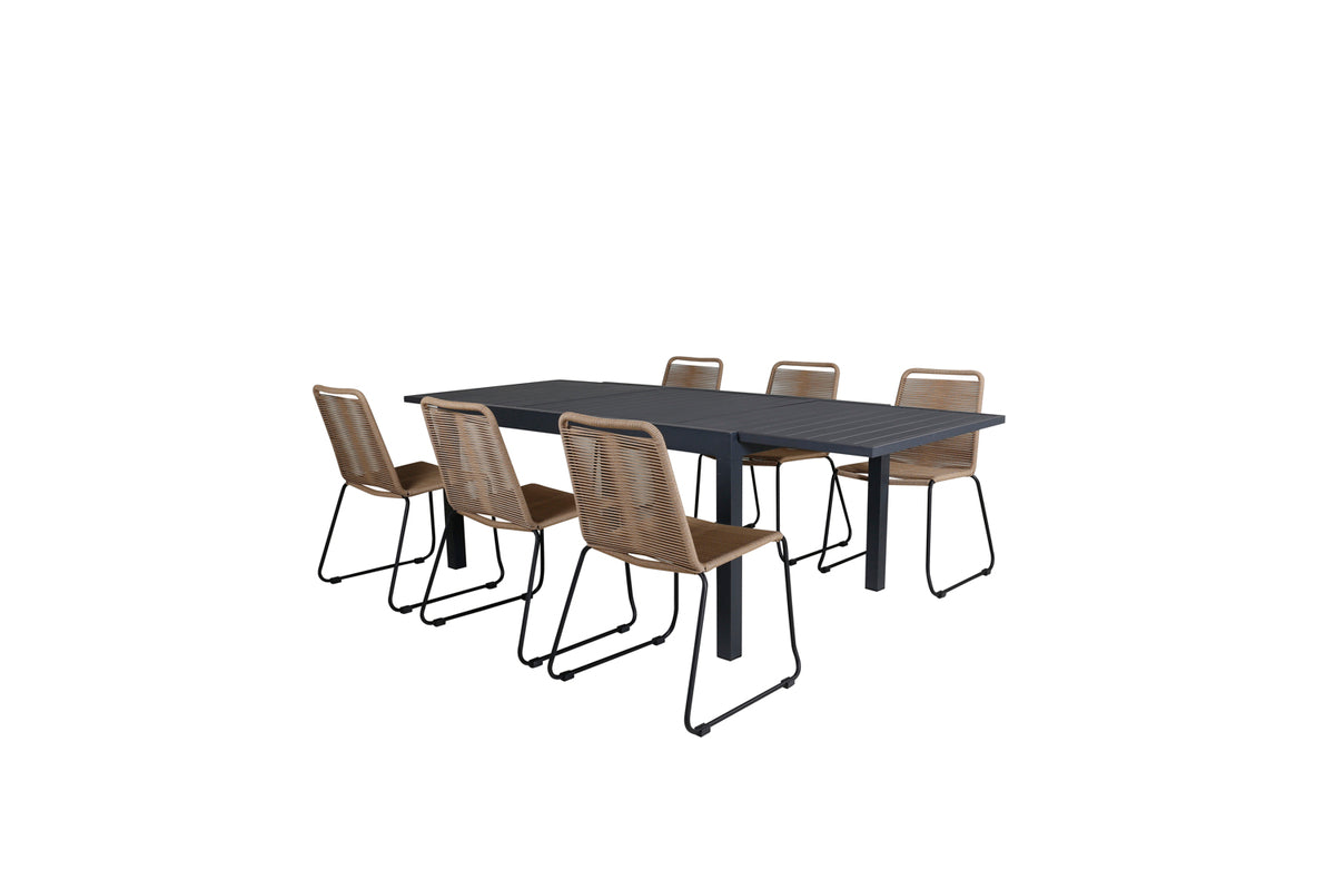 Venture Design Lindos & Marbella Matstolar Brun + Matbord 160x100x75
