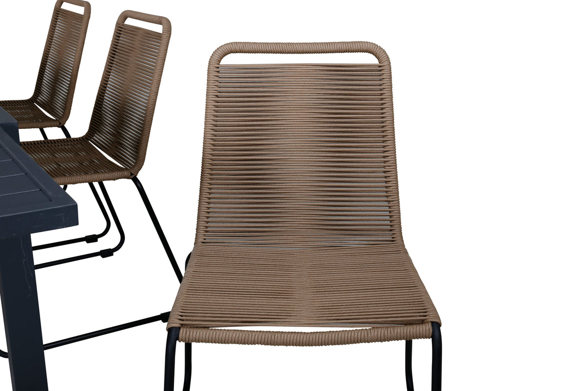 Venture Design Lindos & Marbella Matstolar Brun + Matbord 160x100x75