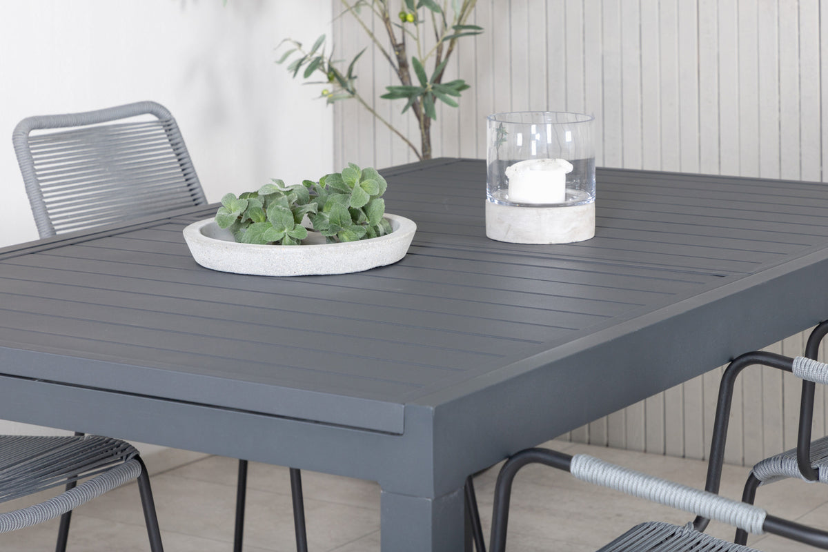 Venture Design Marbella & Lindos Matbord 160x100x75 + Matstolar Grå