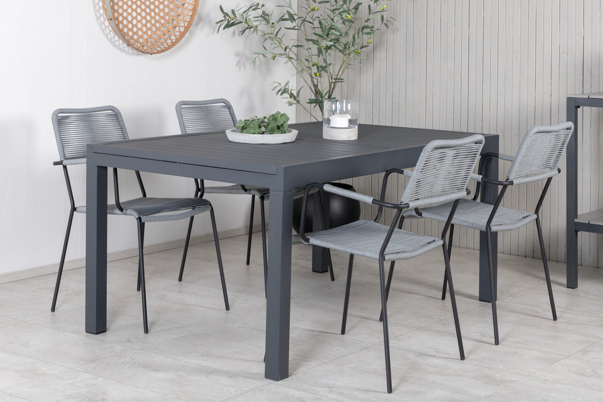 Venture Design Marbella & Lindos Matbord 160x100x75 + Matstolar Grå