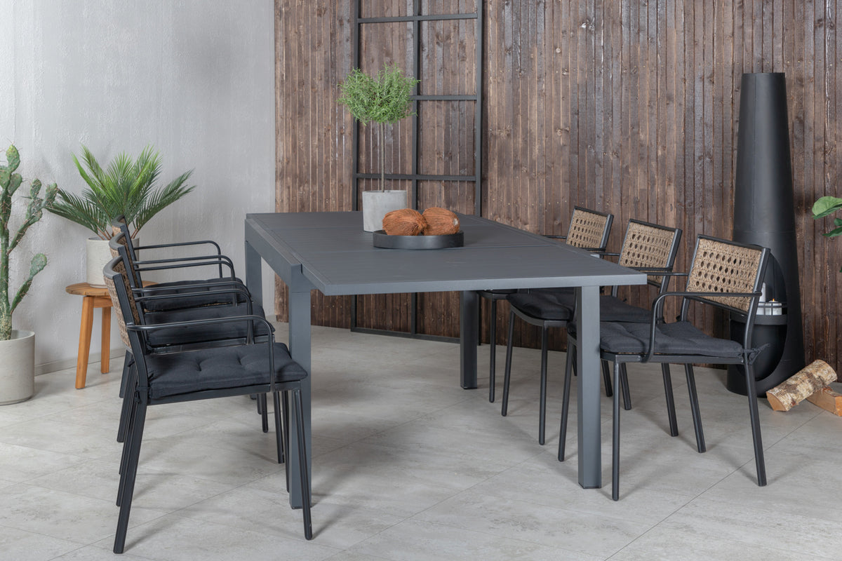 Venture Design Paola & Marbella Matstolar 4-pack Natur + Rektangulära Matbord 160x100x75 Svart