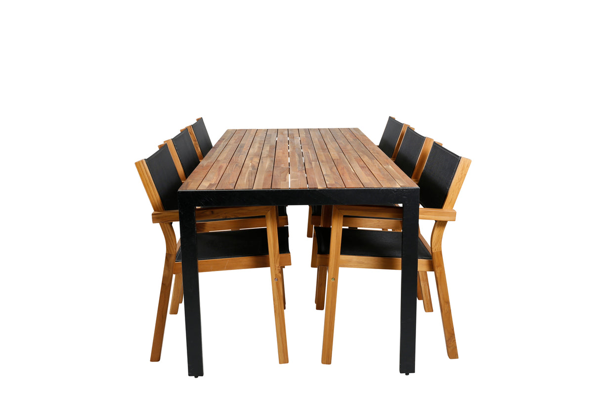Venture Design Venice & Bois Matstolar 2-pack Natur + Rektangulära Matbord 205 x 90 Natur