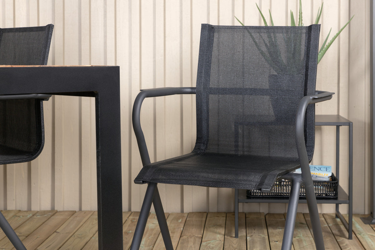 Venture Design Alina & Bois Matstolar 6-pack Svart + Rektangulära Matbord 205 x 90 Natur