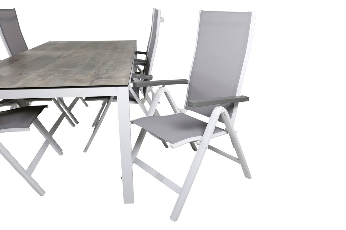 Venture Design Albany & Llama Positionsstolar 2-pack Grå + Rektangulära Matbord 75 x 205 x 100 Grå