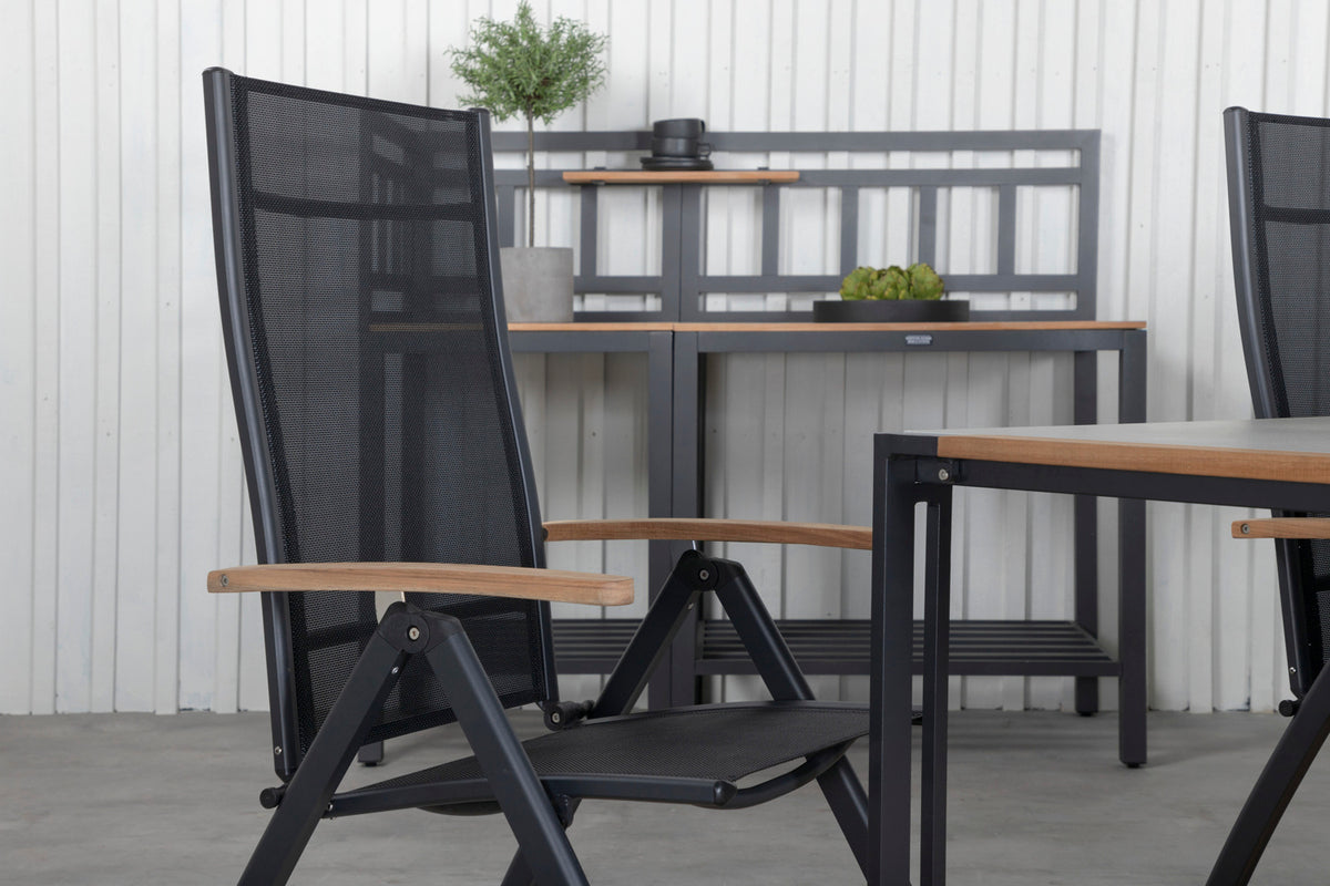 Venture Design Panama & Texas Positionsstolar Svart + Matbord 200x100