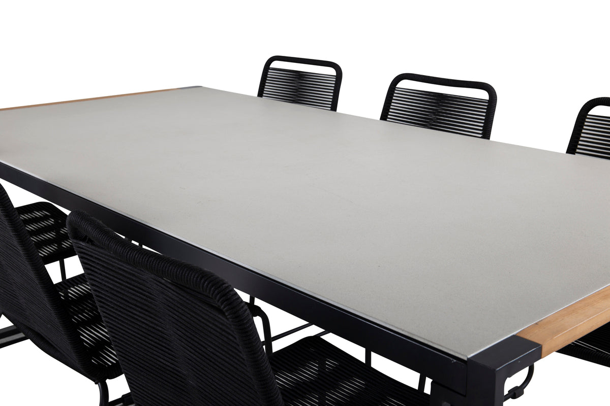 Venture Design Lindos & Texas Matstolar Svart + Matbord 200x100