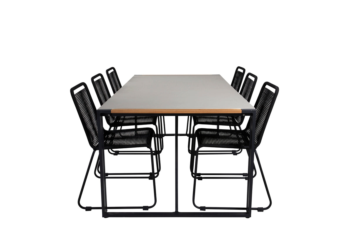 Venture Design Lindos & Texas Matstolar Svart + Matbord 200x100