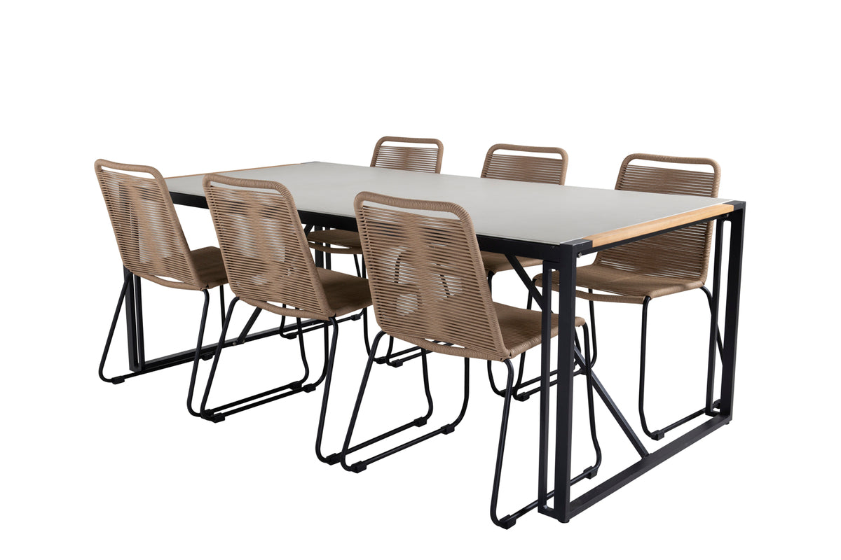 Venture Design Lindos & Texas Matstolar Brun + Matbord 200x100