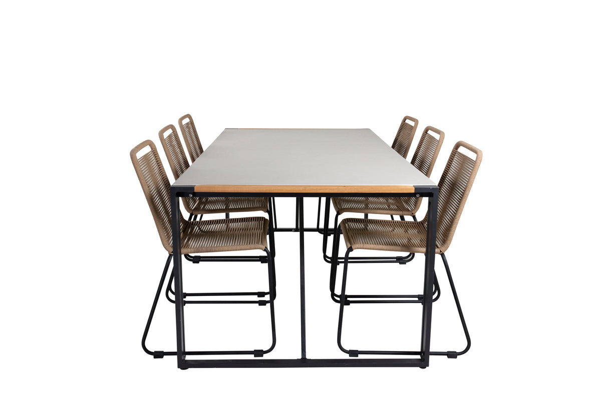Venture Design Lindos & Texas Matstolar Brun + Matbord 200x100