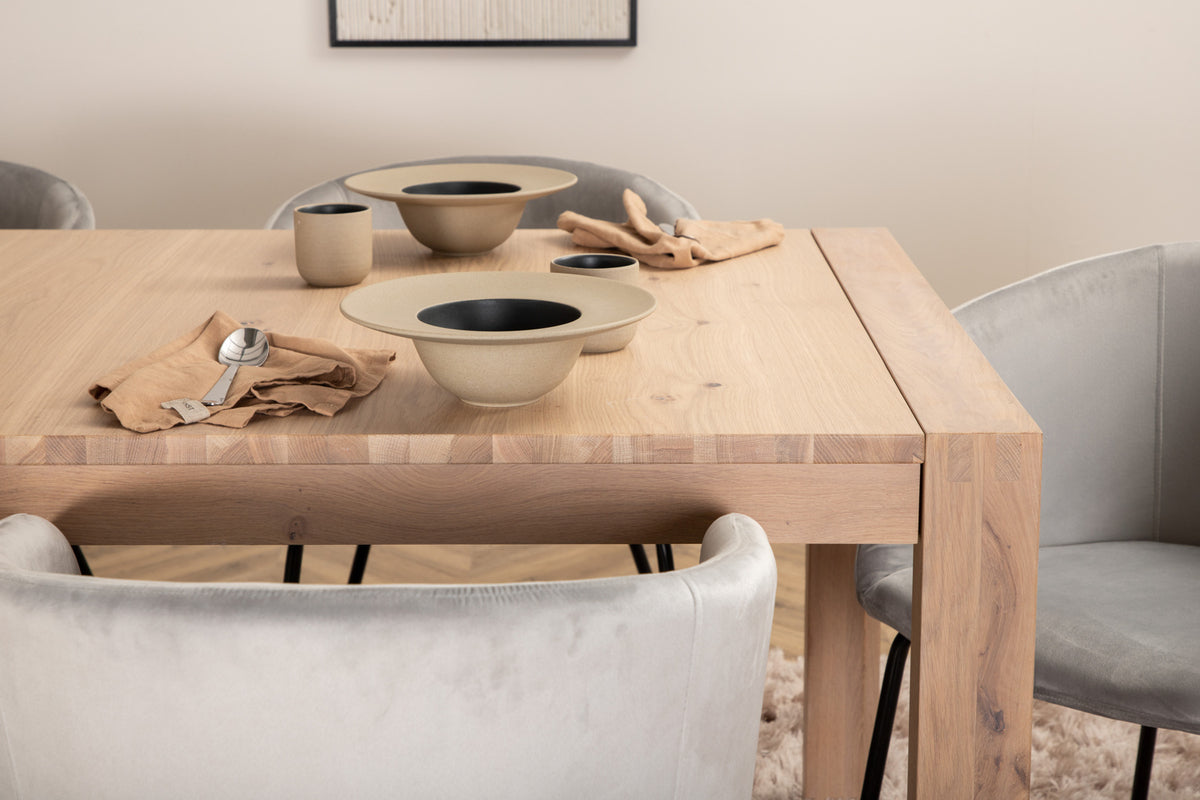 Venture Design Slider & Berit Rektangulära Matbord 170 x 95 Vitputsad + Matstolar Grå