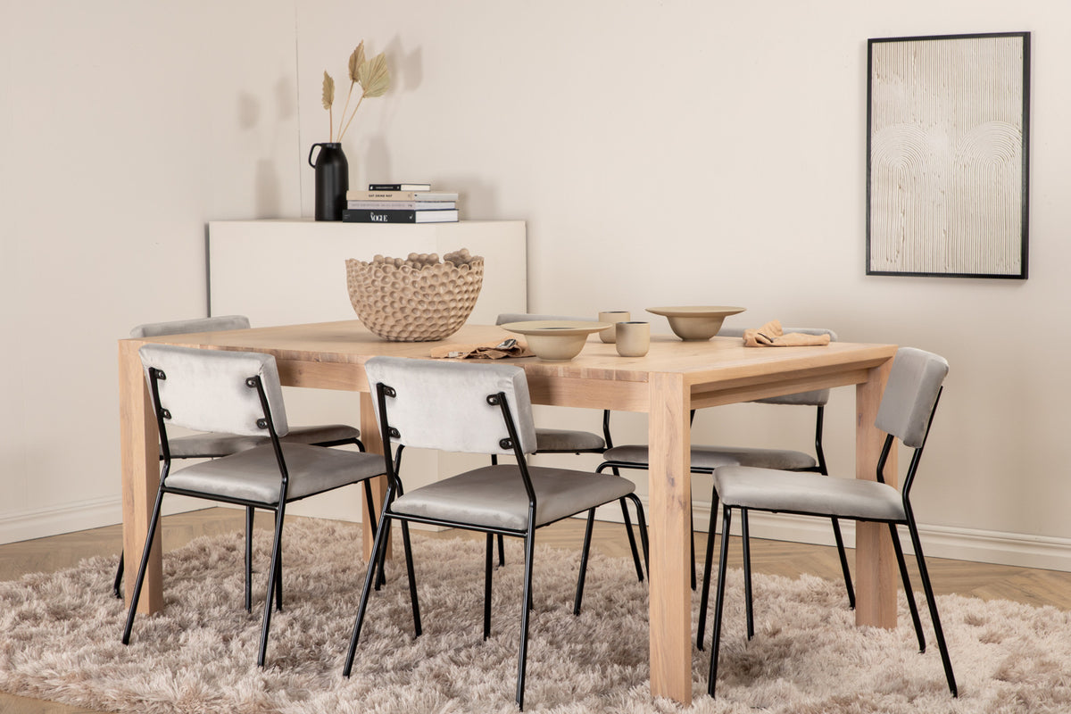 Venture Design Slider & Kenth Matbord 250*95*75 + Matstolar Grå