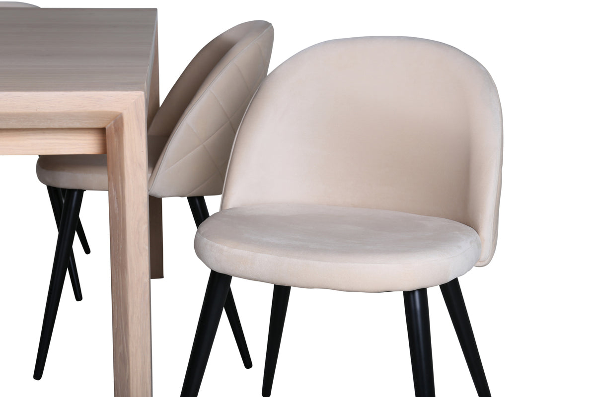Venture Design Slider & Velvet Matbord 250*95*75 + Matstolar Beige