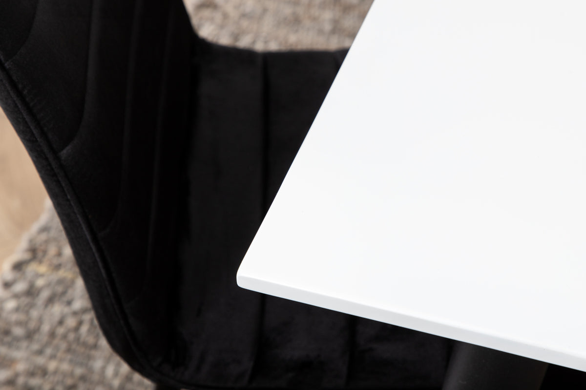 Venture Design Jimmy & Windu Rektangulära Matbord 195 x 90 Vit + Matstolar 2-pack Svart