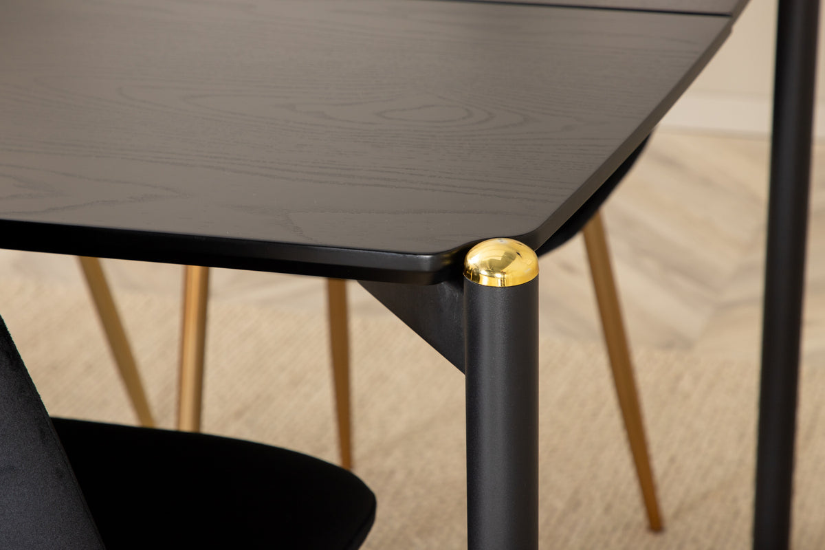 Venture Design Pelle & Polar Rektangulära Matbord 190 x 90 Svart + Matstolar 2-pack Svart
