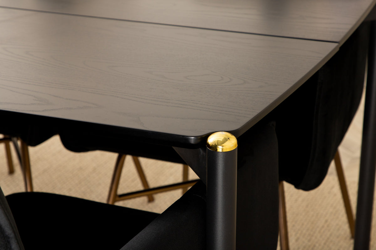 Venture Design Pelle & Petra Rektangulära Matbord 190 x 90 Svart + Matstolar Svart
