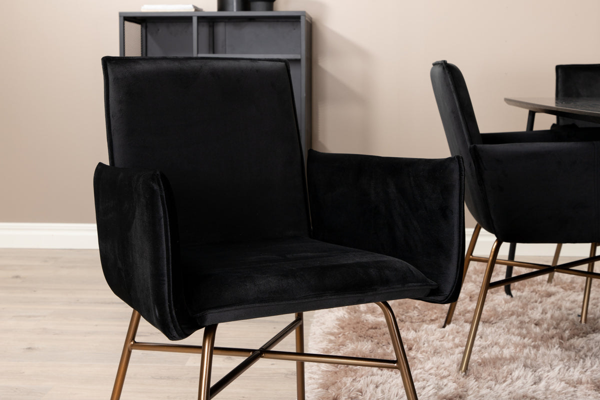 Venture Design Petra Rektangulära Matbord 190 x 90 Svart + Matstolar Svart