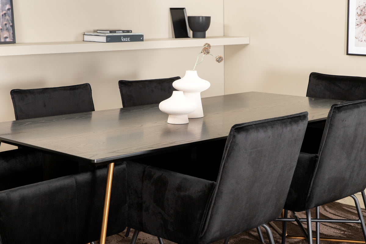 Venture Design Petra Matbord 90x190 + Matstolar Svart