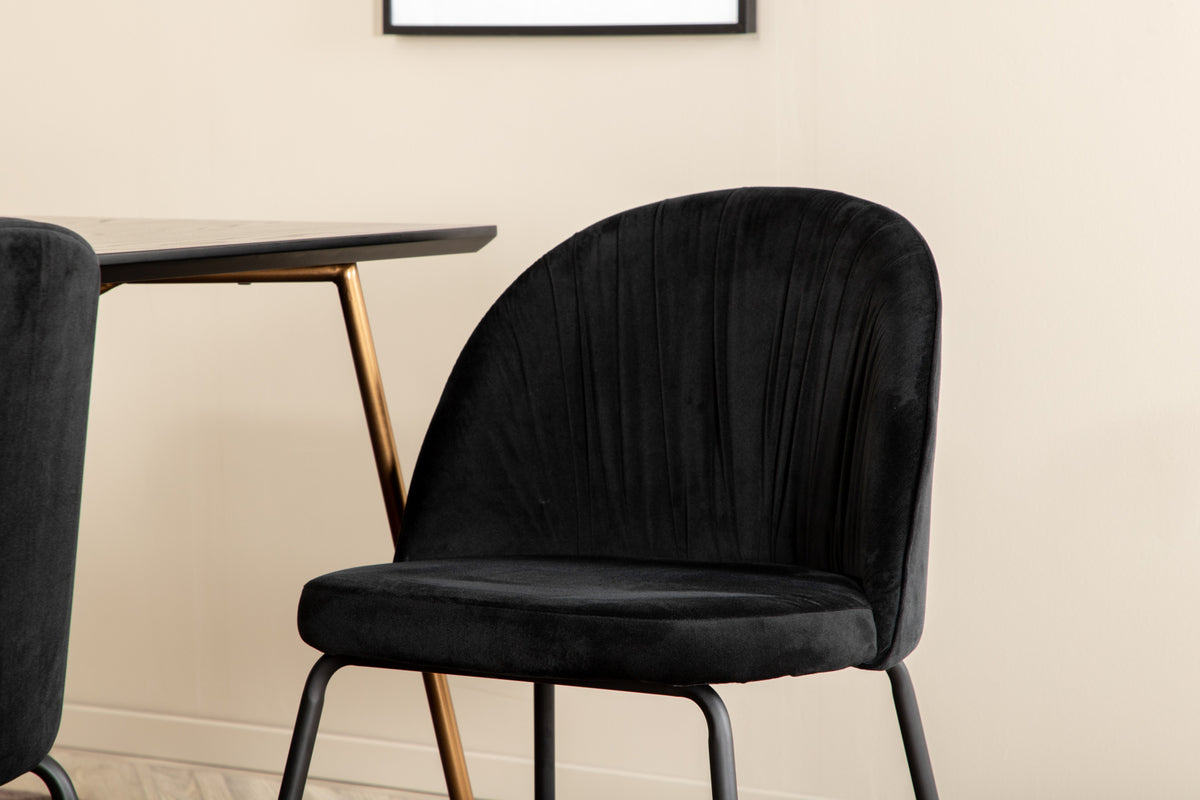 Venture Design Wrinkles & Petra Matstolar 2-pack Svart + Rektangulära Matbord 190 x 90 Svart