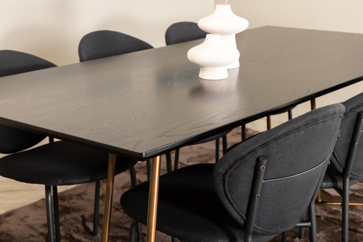 Venture Design Vault & Petra Matstolar 2-pack Svart + Rektangulära Matbord 190 x 90 Svart