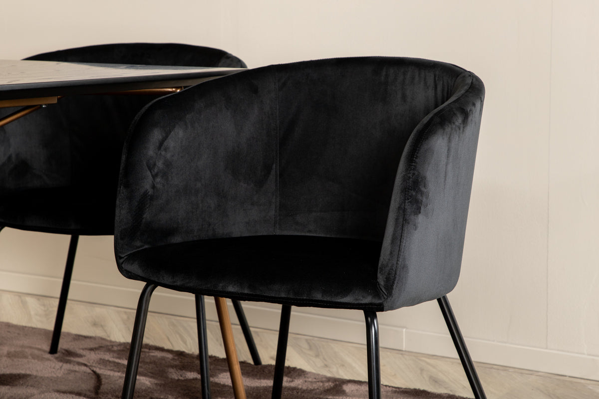 Venture Design Berit & Petra Matstolar Svart + Rektangulära Matbord 190 x 90 Svart