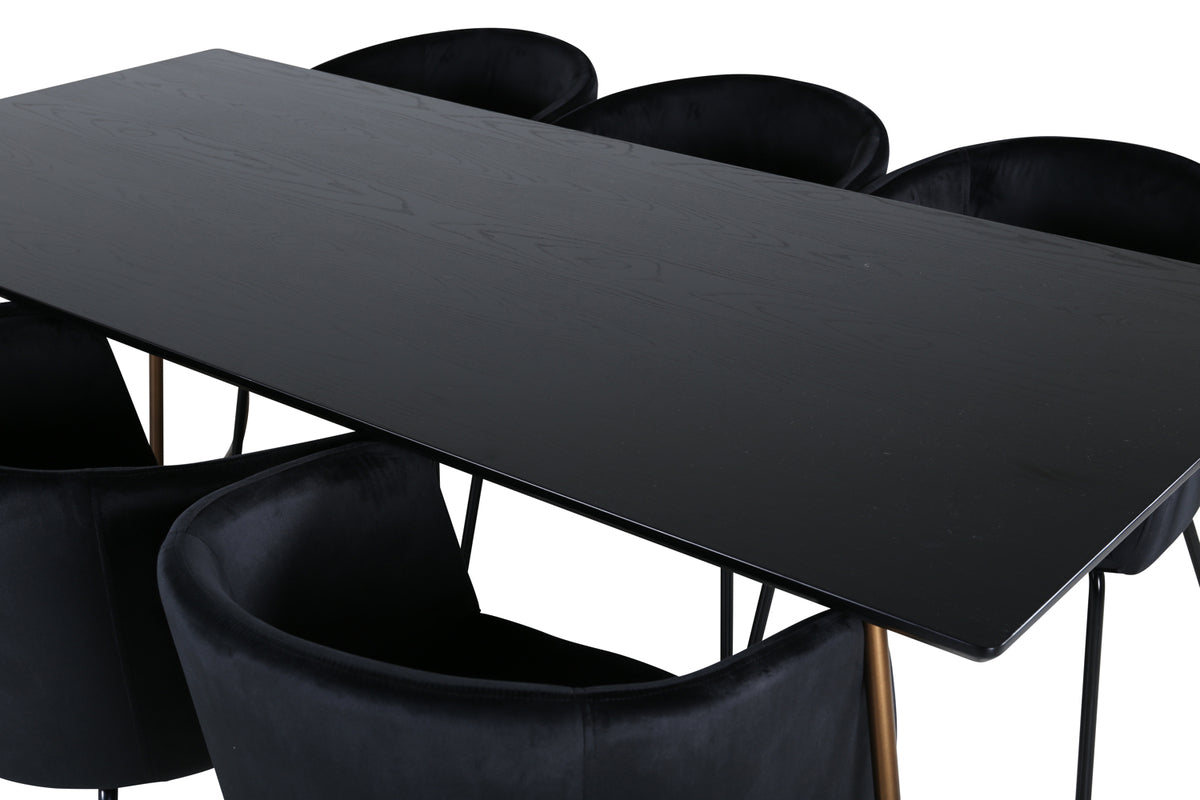 Venture Design Berit & Petra Matstolar Svart + Rektangulära Matbord 190 x 90 Svart