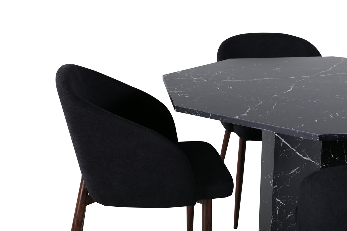 Venture Design Arch & Marbs Matstolar Svart + Matbord ⌀110