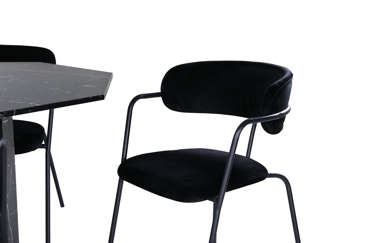 Venture Design Arrow & Marbs Matstolar 2-pack Svart + Runda Matbord ⌀110 Svart