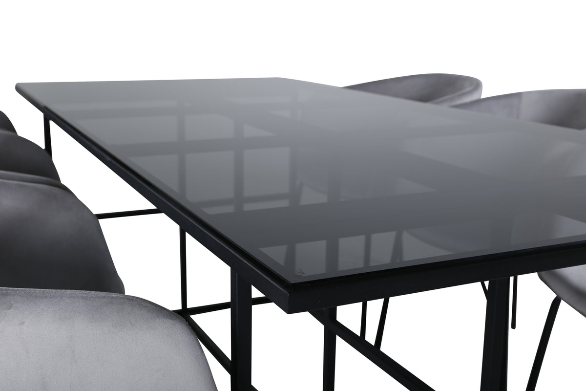 Venture Design Berit & Leif Matstolar Grå + Rektangulära Matbord 200 x 90 Svart