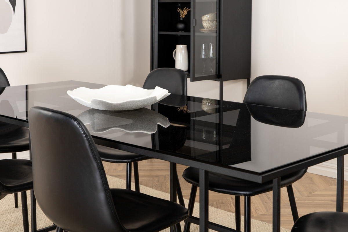 Venture Design Leif & Polar Matbord 90x200 + Matstolar Svart