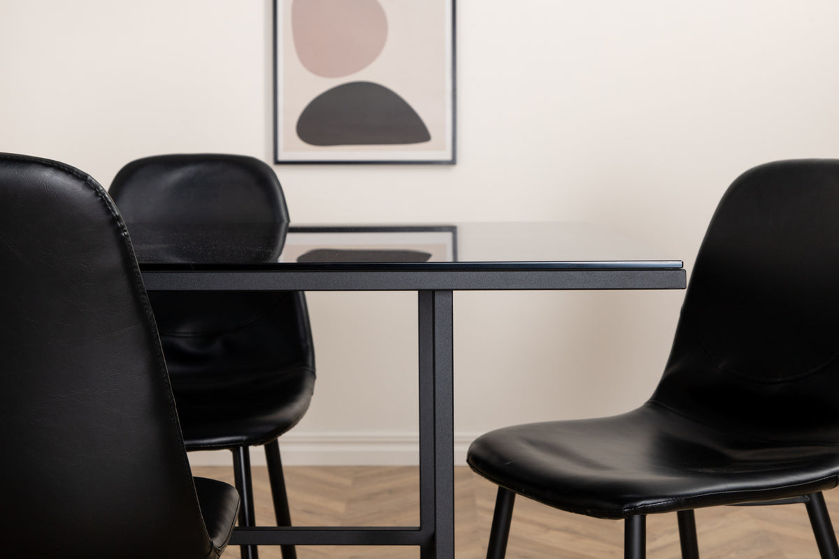 Venture Design Leif & Polar Matbord 90x200 + Matstolar Svart