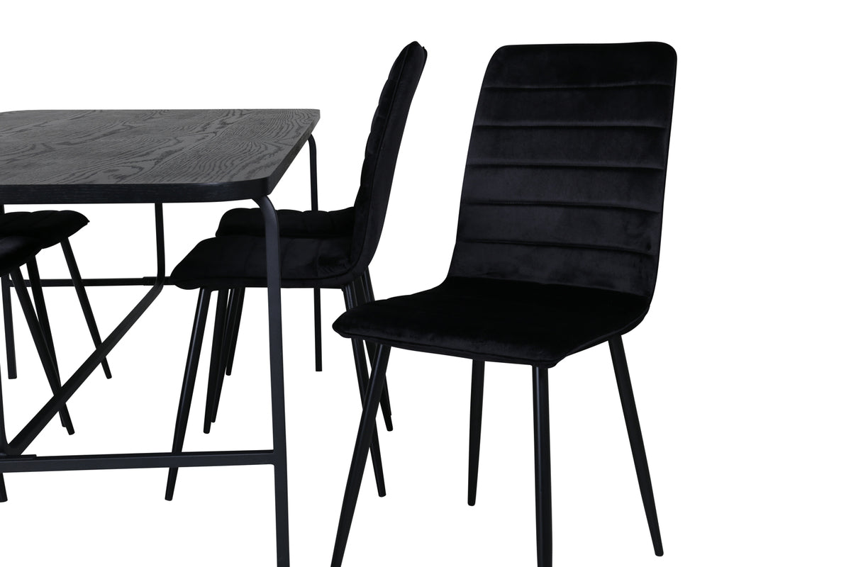 Venture Design Uno & Windu Rektangulära Matbord 200 x 90 Svart + Matstolar 2-pack Svart