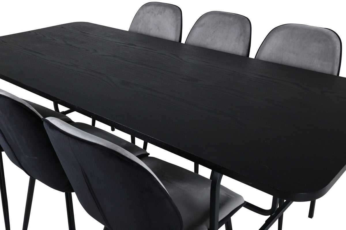 Venture Design Emma & Uno Matstolar Grå + Matbord 90x200
