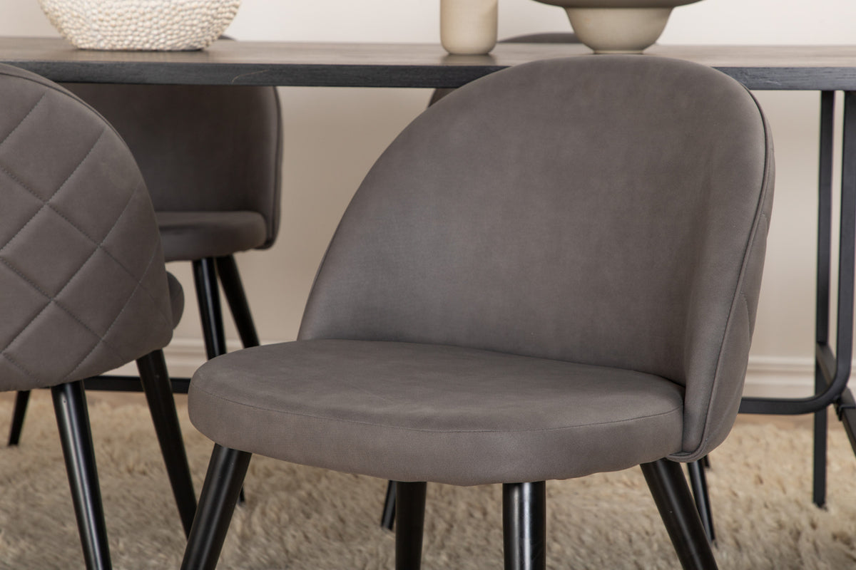 Venture Design Uno & Velvet Matbord 90x200 + Matstolar Grå