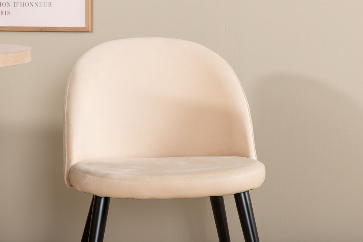 Venture Design Bianca & Velvet Ovala Matbord 200 x 90 Vitputsad + Matstolar 2-pack Beige