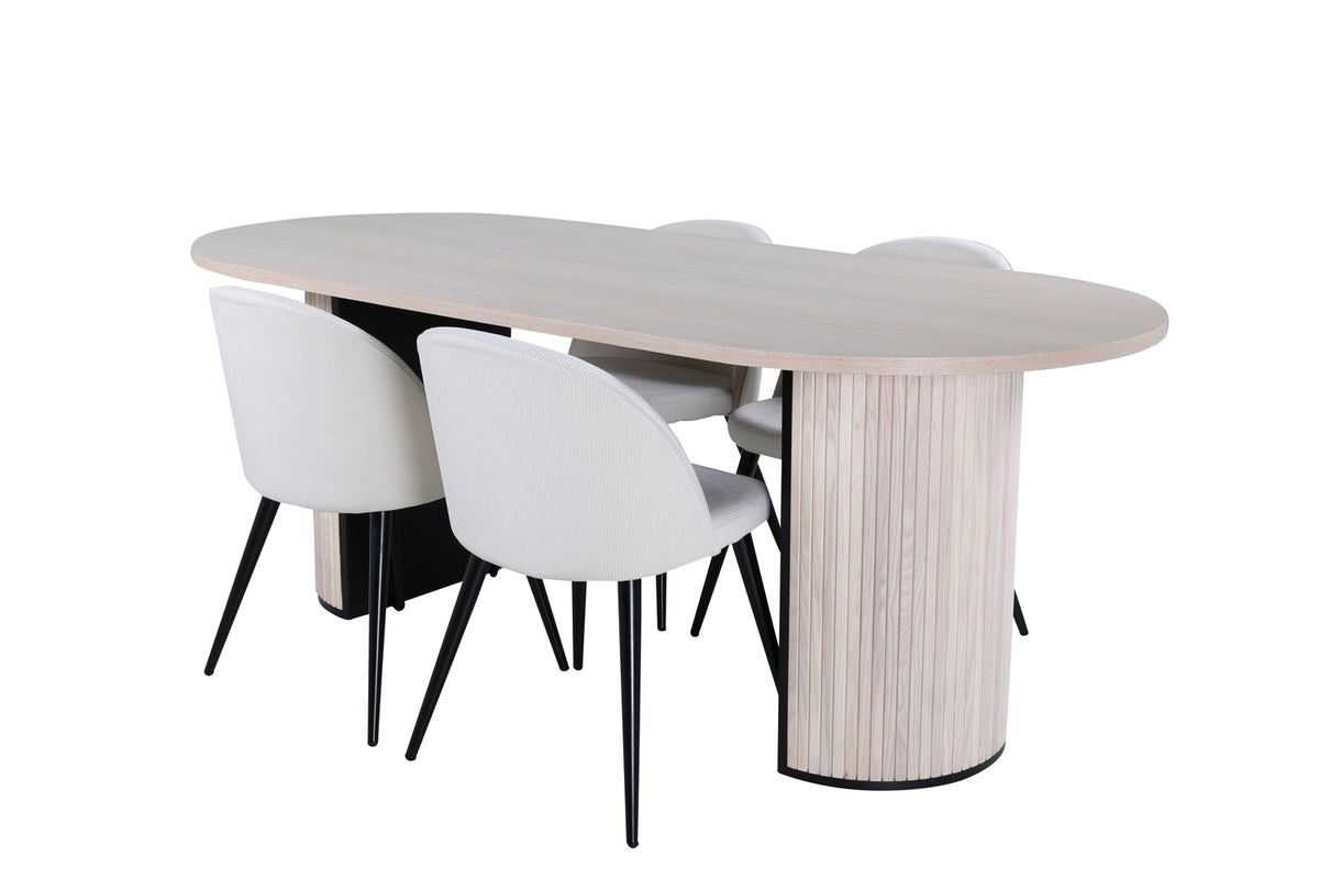 Venture Design Bianca & Velvet Matbord 90x200 + Matstolar Vit