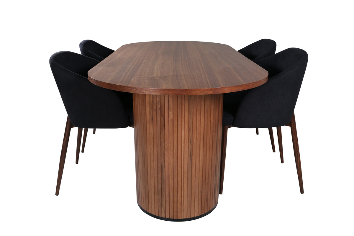 Venture Design Arch & Bianca Matstolar Svart + Matbord 90x200