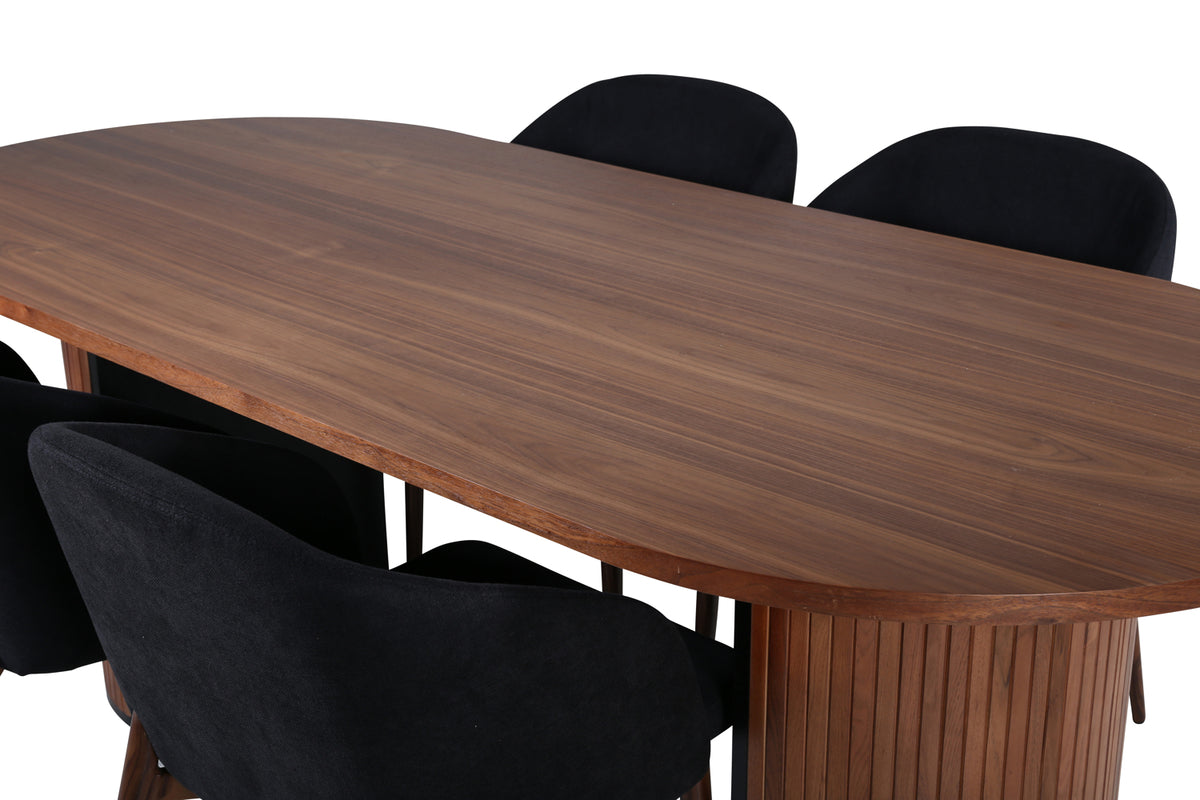 Venture Design Arch & Bianca Matstolar Svart + Matbord 90x200