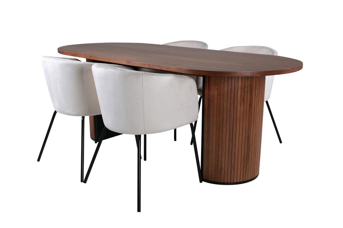 Venture Design Berit & Bianca Matstolar Beige + Matbord 90x200