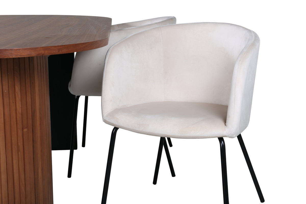 Venture Design Berit & Bianca Matstolar Beige + Matbord 90x200