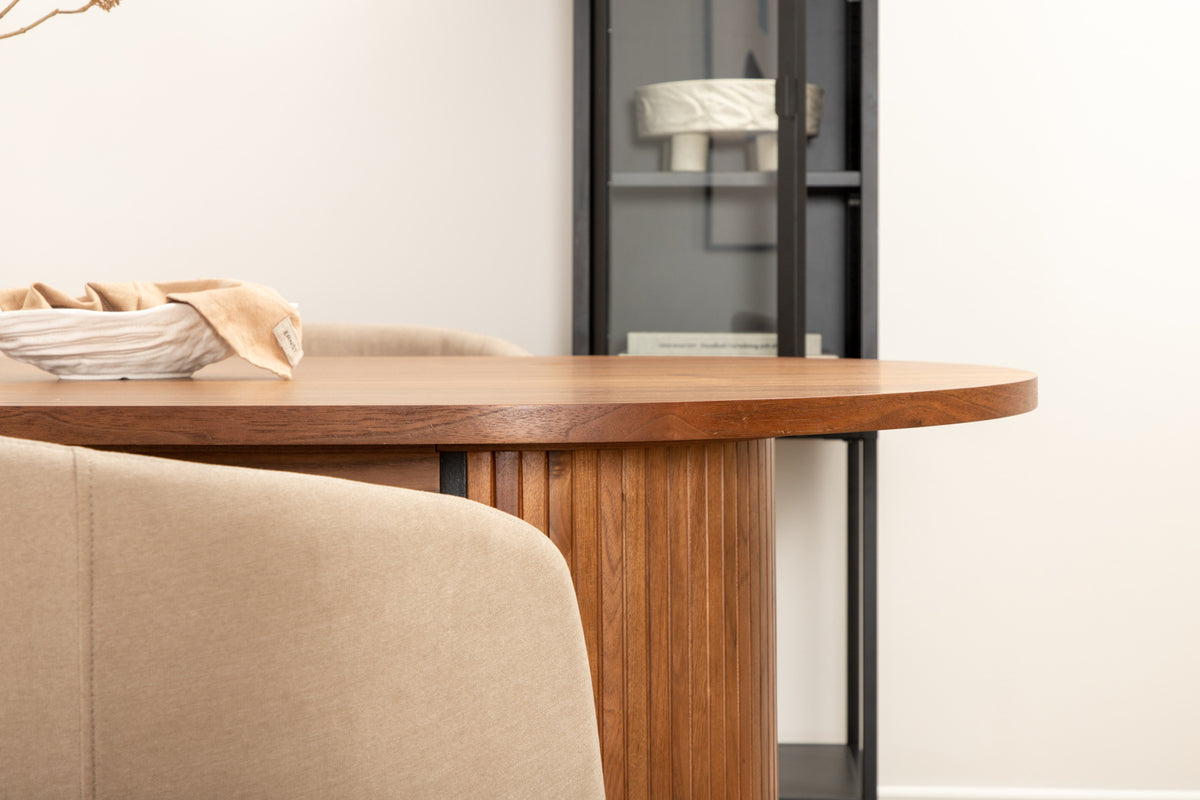 Venture Design Berit & Bianca Matstolar Beige + Ovala Matbord 200 x 90 Valnöt