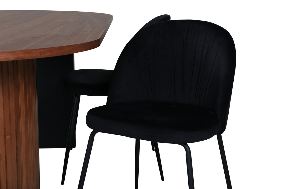 Venture Design Wrinkles & Bianca Matstolar Svart + Matbord 90x200