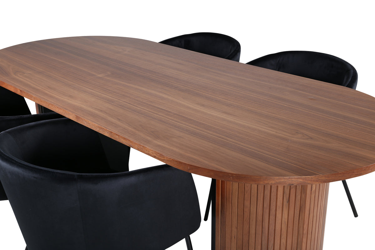 Venture Design Berit & Bianca Matstolar Svart + Matbord 90x200