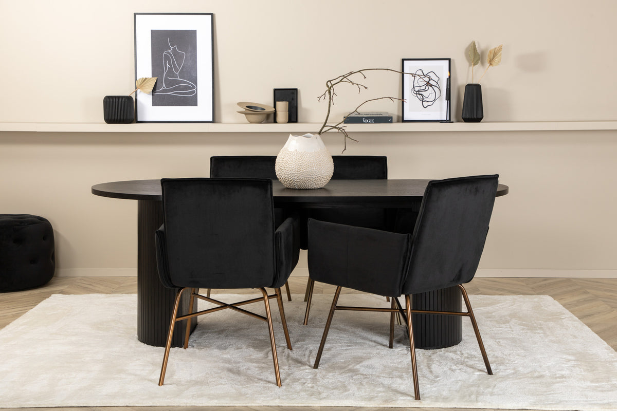 Venture Design Petra & Bianca Matstolar Svart + Matbord 90x200