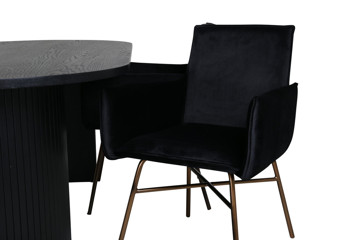 Venture Design Petra & Bianca Matstolar Svart + Matbord 90x200