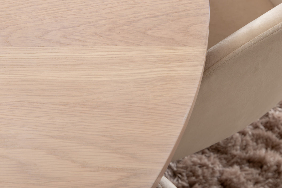 Venture Design Berit & Bianca Matstolar Beige + Runda Matbord ⌀110 Vitputsad