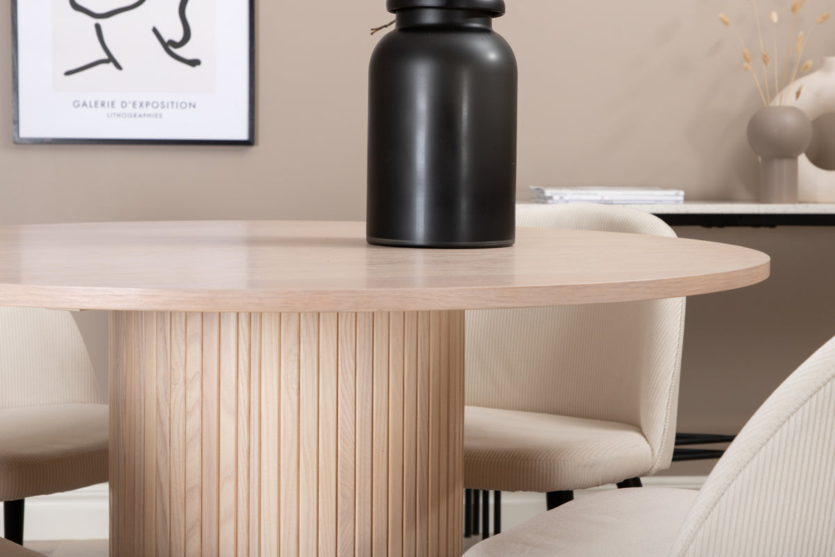 Venture Design Bianca & Velvet Runda Matbord ⌀110 Vitputsad + Matstolar 2-pack Grädde