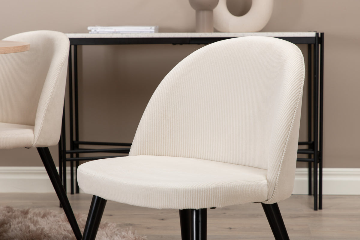 Venture Design Bianca & Velvet Runda Matbord ⌀110 Vitputsad + Matstolar 2-pack Grädde