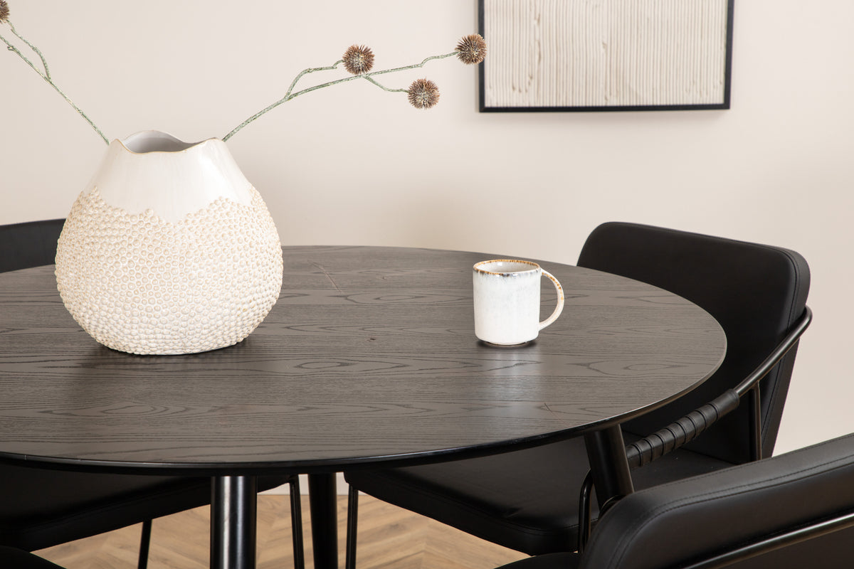 Venture Design Tvist & Dipp Matstolar 2-pack Svart + Runda Matbord ⌀115 Svart